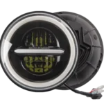 HJG Minus with Ring Headlight with DRL & Cool Amber Light – HighLow Beam, 12V Compatible with Royal Enfield, Thar, and Gypsy