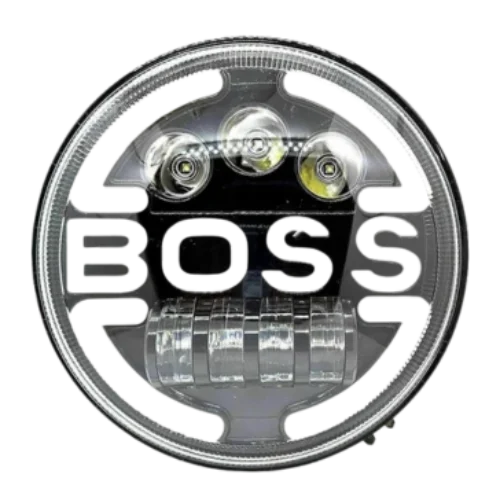LIU HJG BOSS LED Headlight Compatible With Royal Enfield & Thar | Yellow, White, DRL, High/Low Beam