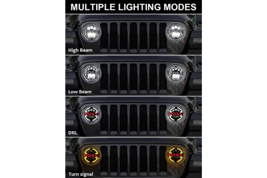 LIU HJG BOSS LED Headlight Compatible With Royal Enfield & Thar Yellow, White, DRL, HighLow Beam