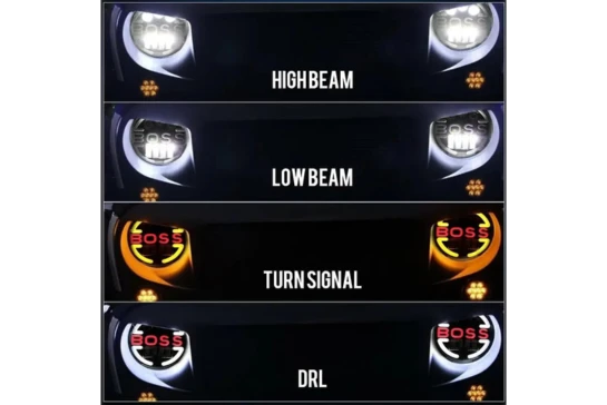 LIU HJG BOSS LED Headlight Compatible With Royal Enfield & Thar Yellow, White, DRL, HighLow Beam