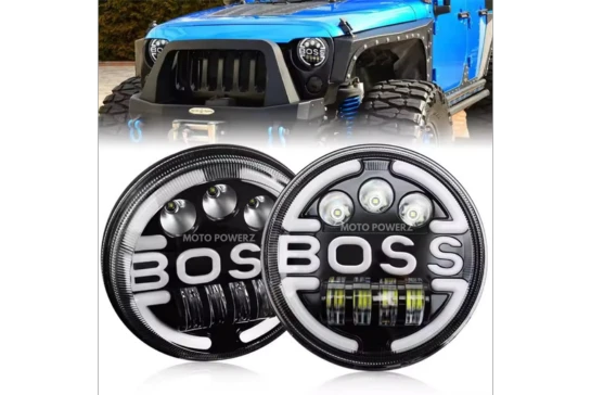 LIU HJG BOSS LED Headlight Compatible With Royal Enfield & Thar Yellow, White, DRL, HighLow Beam