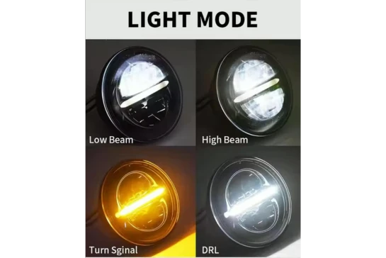 Moto Powerz 7-Inch Minus Headlight 80W, 12-80V Compatible With Classic 350 Standard Gypsy and Thar