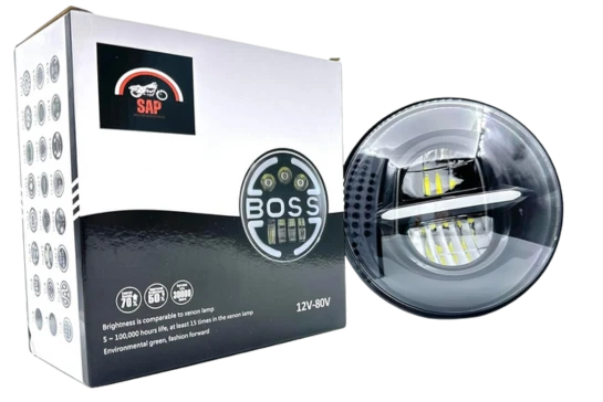 Moto Powerz 7-Inch Minus Headlight 80W, 12-80V Compatible With Classic 350 Standard Gypsy and Thar