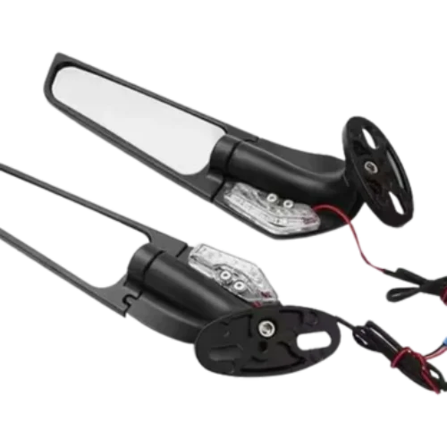 Winglet Rear View Mirror with LED Turn Signal for Motorbike (Set of 2)